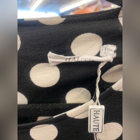 NEW Haute Ladies 1X Black & White Polka Dot Dress - Picture 2 of 4